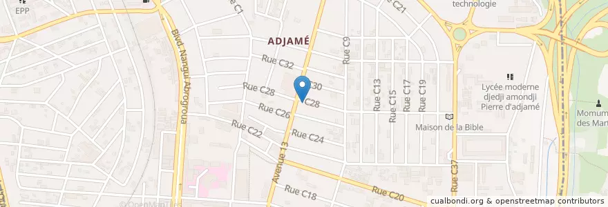 Mapa de ubicacion de Pharmacie Sénève en Côte D'Ivoire, Abidjan, Adjamé.
