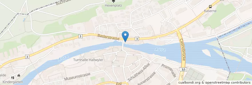 Mapa de ubicacion de River's en Schweiz/Suisse/Svizzera/Svizra, Aargau, Bezirk Brugg, Brugg.