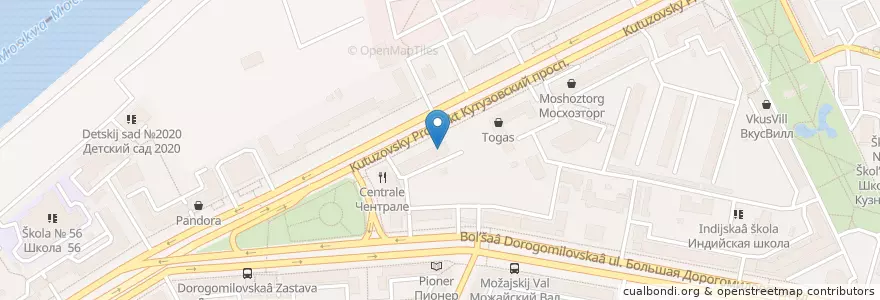 Mapa de ubicacion de Глобэкс банк en Russia, Distretto Federale Centrale, Москва, Район Дорогомилово.