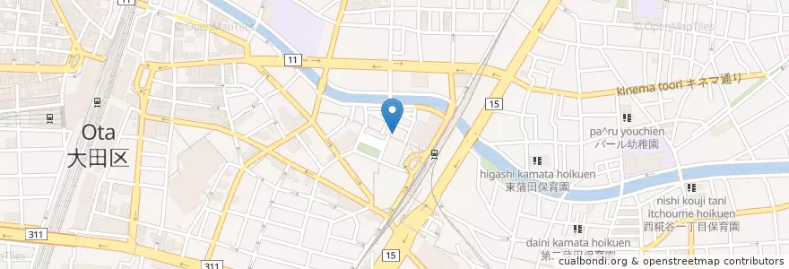 Mapa de ubicacion de カレーうどん千吉 en Jepun, 東京都, 大田区.