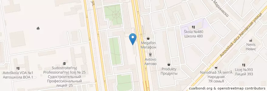 Mapa de ubicacion de Мастеркебаб en Russie, District Fédéral Du Nord-Ouest, Oblast De Léningrad, Saint-Pétersbourg, Кировский Район, Округ Автово.