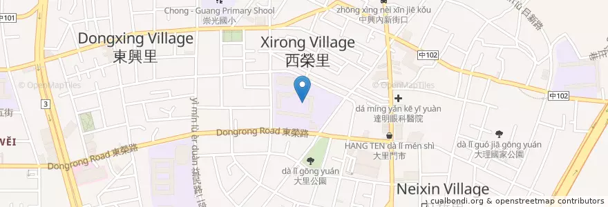 Mapa de ubicacion de 市立光榮國中 en تایوان, تایچونگ, 大里區.