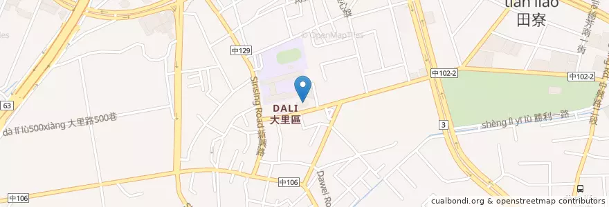 Mapa de ubicacion de 台中市立圖書館大里大新分館 en Тайвань, Тайчжун, 大里區.