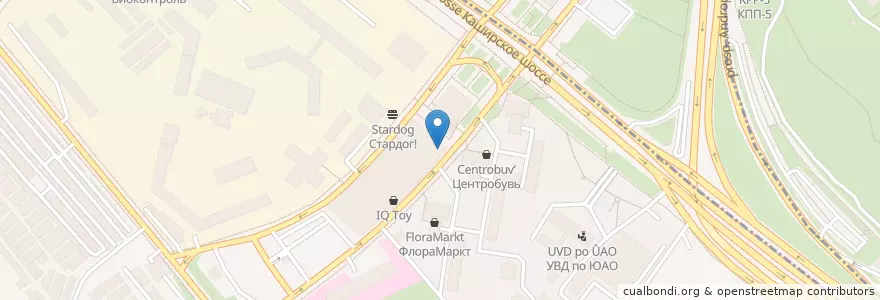 Mapa de ubicacion de Шоколадница en Rússia, Distrito Federal Central, Москва, Южный Административный Округ, Район Нагатино-Садовники.