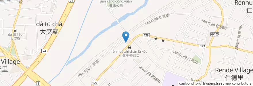 Mapa de ubicacion de 中油加油站－仁友站 en 타이완, 타이중 시, 다리구.