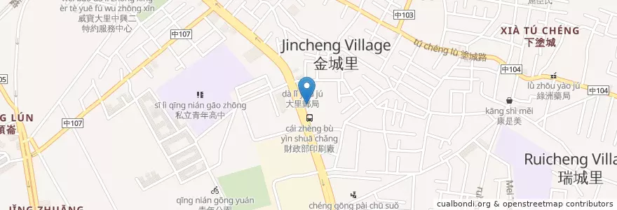 Mapa de ubicacion de 財政部印刷廠 en 臺灣, 臺中市, 大里區.