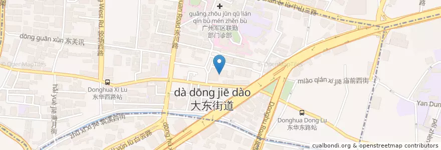 Mapa de ubicacion de 广州市公安局越秀区分局综合办证大厅 en Çin, Guangdong, 广州市, 越秀区, 大东街道.
