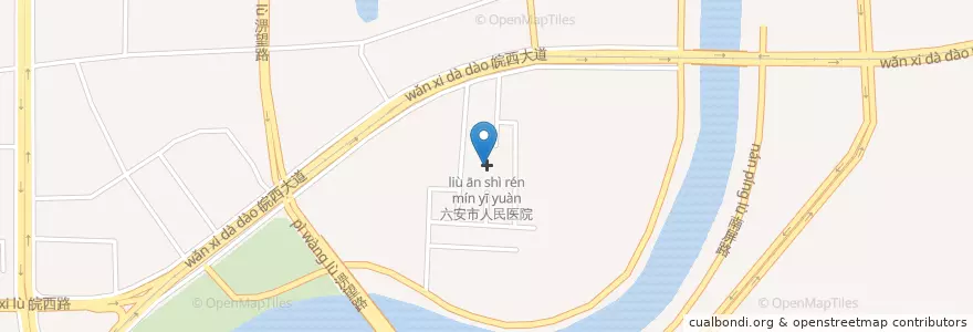 Mapa de ubicacion de 六安市人民医院 en Çin, Anhui, Lu'an, 六安市区, 金安区 (Jin'an), 中市街道.