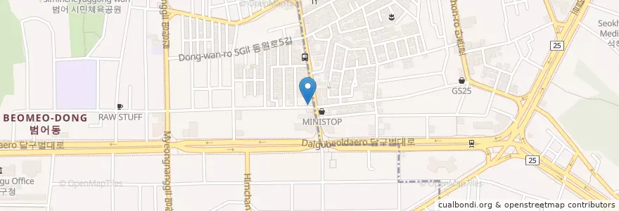 Mapa de ubicacion de Atom Plaza en Coreia Do Sul, Daegu, 수성구, 만촌동, 범어동.