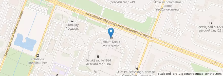 Mapa de ubicacion de Хоум Кредит en Rusia, Distrito Federal Central, Москва, Юго-Западный Административный Округ, Район Ясенево.