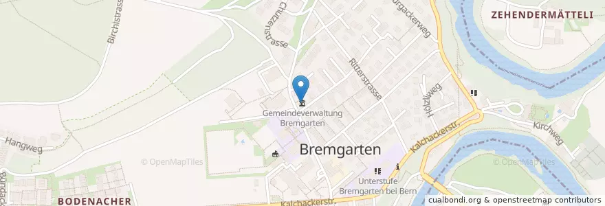 Mapa de ubicacion de Gemeindeverwaltung Bremgarten en 瑞士, 伯尔尼, Verwaltungsregion Bern-Mittelland, Verwaltungskreis Bern-Mittelland, Bremgarten Bei Bern.