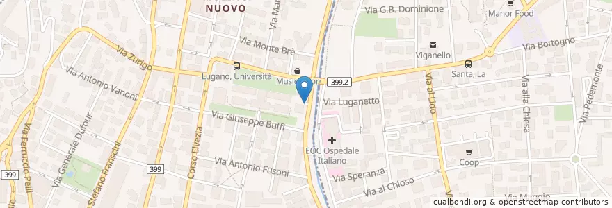 Mapa de ubicacion de Università en سوئیس, Ticino, Distretto Di Lugano, Lugano, Circolo Di Lugano Ovest.