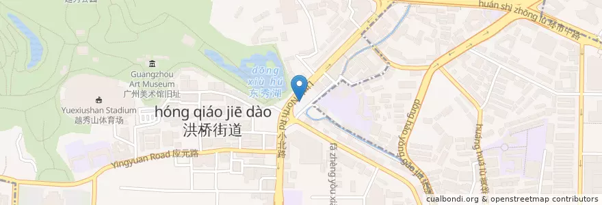 Mapa de ubicacion de 北园酒家 en 중국, 광둥성, 광저우시, 越秀区, 洪桥街道.