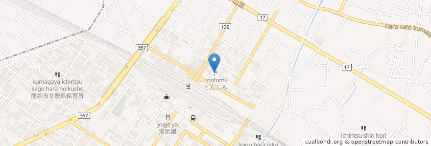 Mapa de ubicacion de とんふみ en 日本, 埼玉県, 熊谷市.