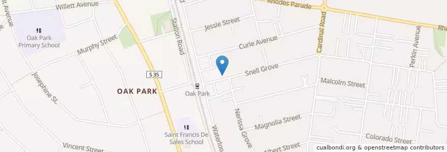 Mapa de ubicacion de Oak Park Grove en Австралия, Виктория, City Of Moreland.