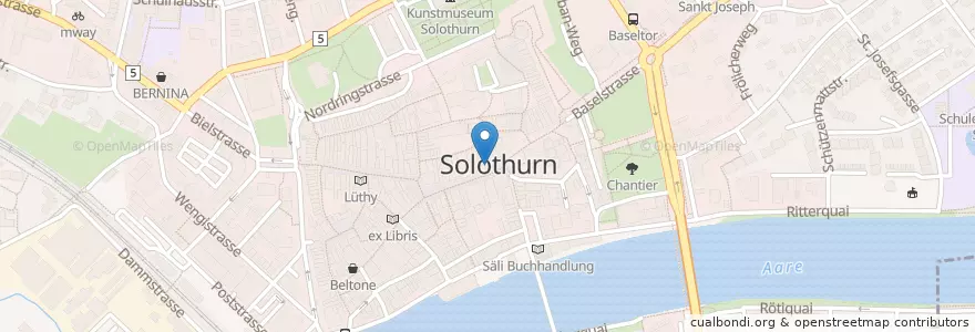 Mapa de ubicacion de Suteria en Svizzera, Soletta, Amtei Solothurn-Lebern, Bezirk Solothurn, Solothurn.