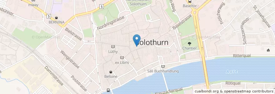 Mapa de ubicacion de TopPharm Hirsch Apotheke en Suiza, Soleura, Amtei Solothurn-Lebern, Bezirk Solothurn, Solothurn.