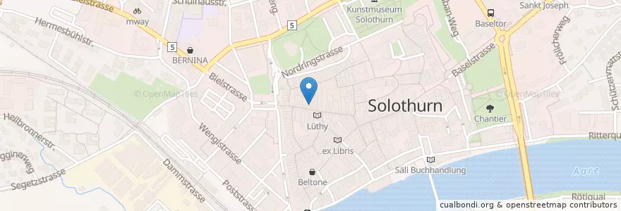 Mapa de ubicacion de Kaffehalle en İsviçre, Solothurn, Amtei Solothurn-Lebern, Bezirk Solothurn, Solothurn.