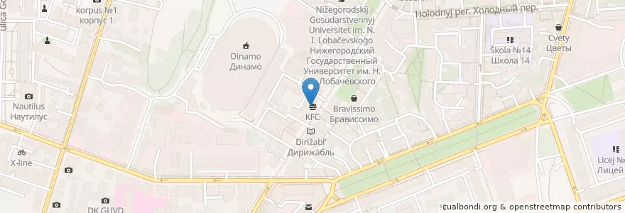 Mapa de ubicacion de KFC en Russia, Circondario Federale Del Volga, Нижегородская Область, Городской Округ Нижний Новгород.