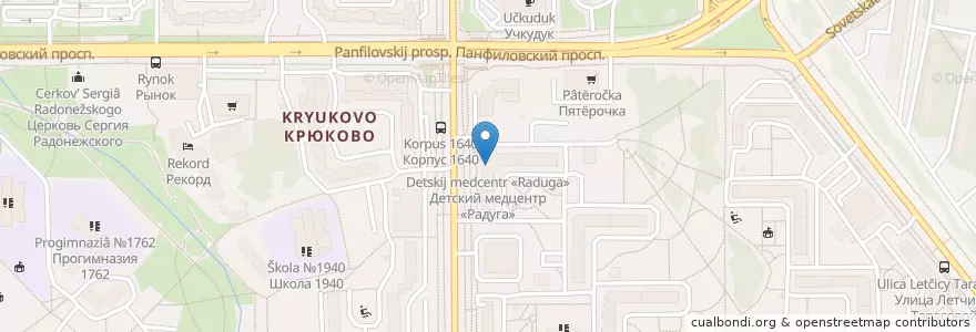 Mapa de ubicacion de Детский медцентр «Радуга» en Russia, Central Federal District, Moscow Oblast, Moscow, Zelenogradsky Administrative Okrug, Kryukovo District.