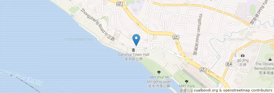 Mapa de ubicacion de 老店阿給魚丸 en 臺灣, 新北市, 淡水區.
