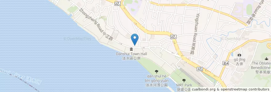 Mapa de ubicacion de 滬尾阿給魚丸湯 en تایوان, 新北市, 淡水區.