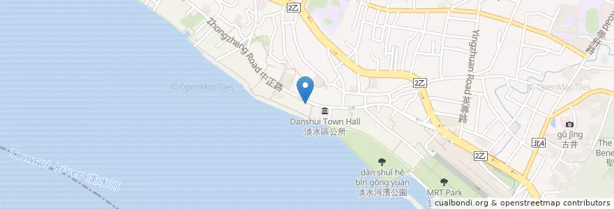 Mapa de ubicacion de 83號咖啡 en Taiwan, Nuova Taipei, Distretto Di Tamsui.