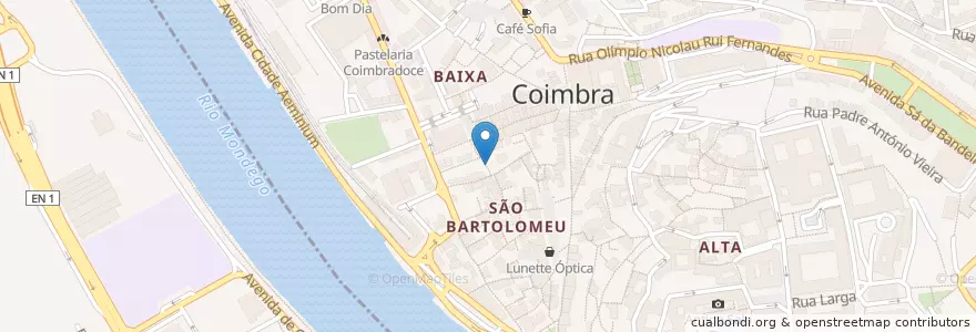Mapa de ubicacion de João dos Leitões en 葡萄牙, Centro, Baixo Mondego, Coimbra, Coimbra, Sé Nova, Santa Cruz, Almedina E São Bartolomeu.