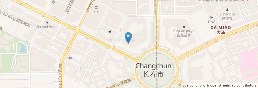 Mapa de ubicacion de 中国农业银行 en 中国, 吉林省, 长春市, 朝阳区, 重庆街道.