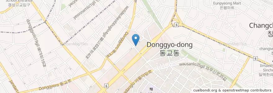Mapa de ubicacion de 폴바셋 홍대점 en 대한민국, 서울, 마포구, 서교동.