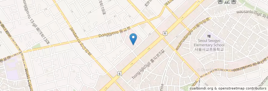 Mapa de ubicacion de 커피와사람들 en Corea Del Sud, Seul, 마포구, 서교동.