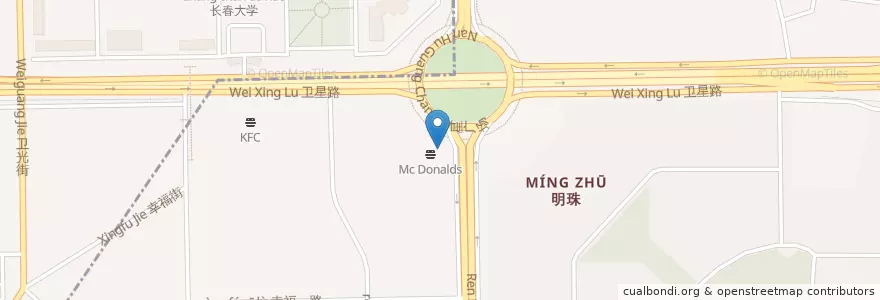 Mapa de ubicacion de McDonald's en Китай, Гирин, 长春市, 南关区, 明珠街道.