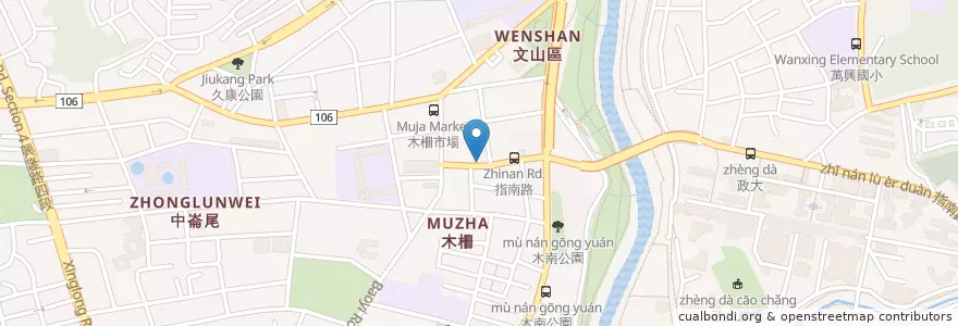 Mapa de ubicacion de 木柵水煎包 en Taiwan, Nuova Taipei, Taipei, 文山區.