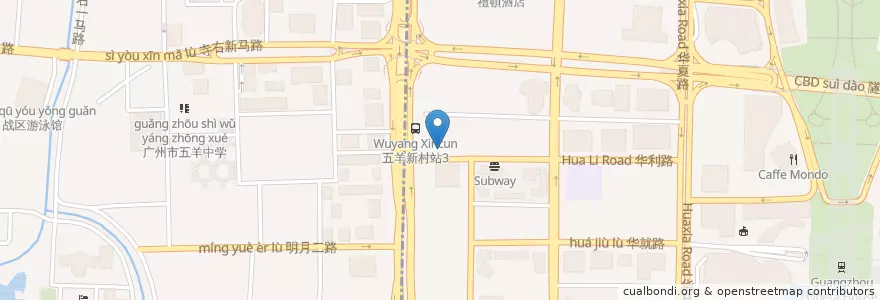 Mapa de ubicacion de 中国民生银行 en 中国, 広東省, 広州市, 越秀区, 猎德街道.