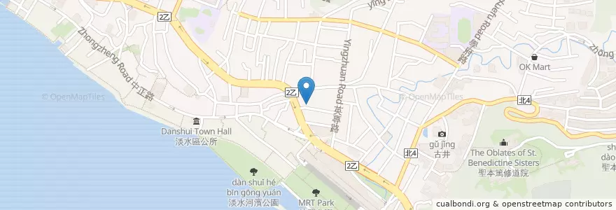 Mapa de ubicacion de 7號美式餐廳 en Тайвань, Новый Тайбэй, 淡水區.