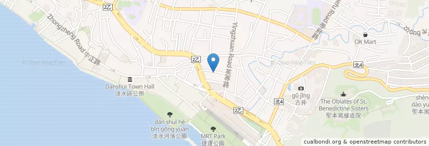 Mapa de ubicacion de 飽嗝。Burger en Tayvan, 新北市, 淡水區.
