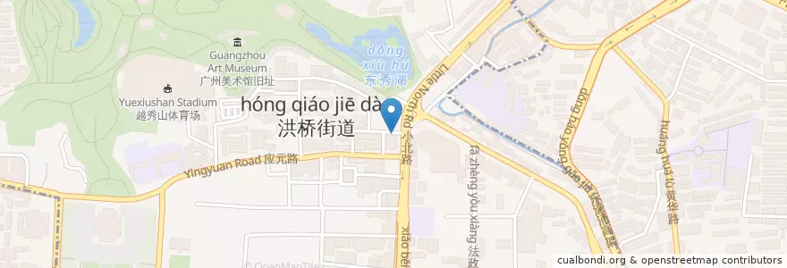 Mapa de ubicacion de 味然香 en China, Guangdong, Guangzhou City, Yuexiu District, 洪桥街道.