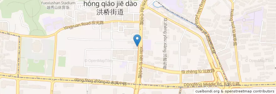 Mapa de ubicacion de 小北鱼翅海鲜酒家 en الصين, غوانغدونغ, 广州市, 越秀区, 洪桥街道.