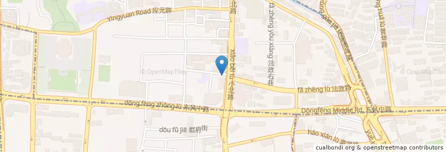 Mapa de ubicacion de 登峰肉菜市场 en China, Guangdong, 广州市, 越秀区, 洪桥街道.