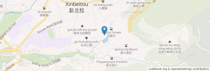Mapa de ubicacion de 萬應公祠 en Taiwan, Nuova Taipei, Taipei, Distretto Di Beitou.