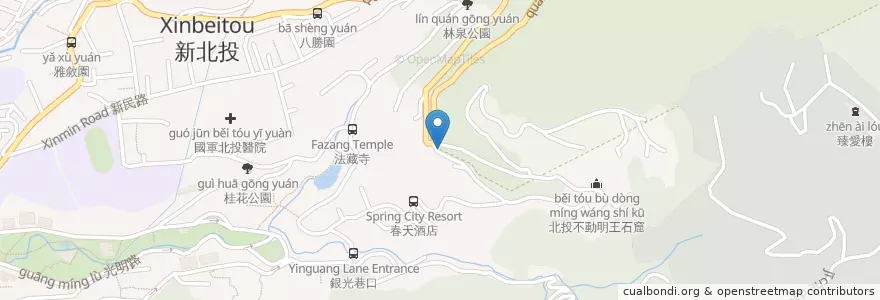 Mapa de ubicacion de 曼陀寺 en Taiwan, New Taipei, Taipei, Beitou.
