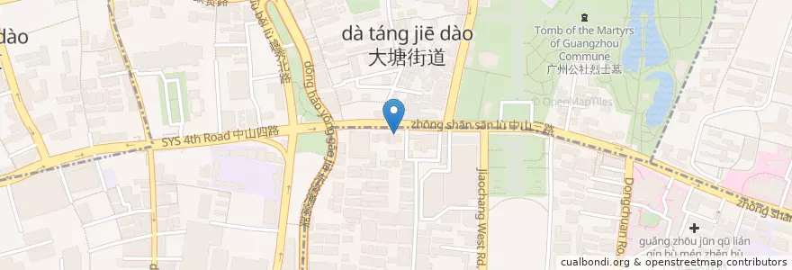 Mapa de ubicacion de 表哥茶餐厅 en الصين, غوانغدونغ, 广州市, 越秀区.