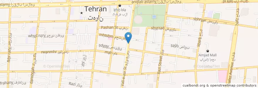 Mapa de ubicacion de بانک اقتصاد نوین en ایران, استان تهران, شهرستان تهران, تهران, بخش مرکزی شهرستان تهران.