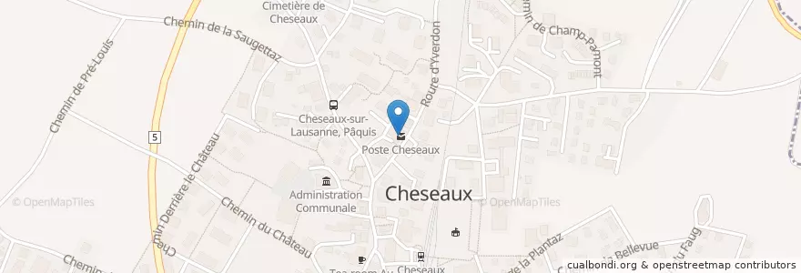 Mapa de ubicacion de Poste Cheseaux en Suiza, Valdia, District De Lausanne, Cheseaux-Sur-Lausanne.