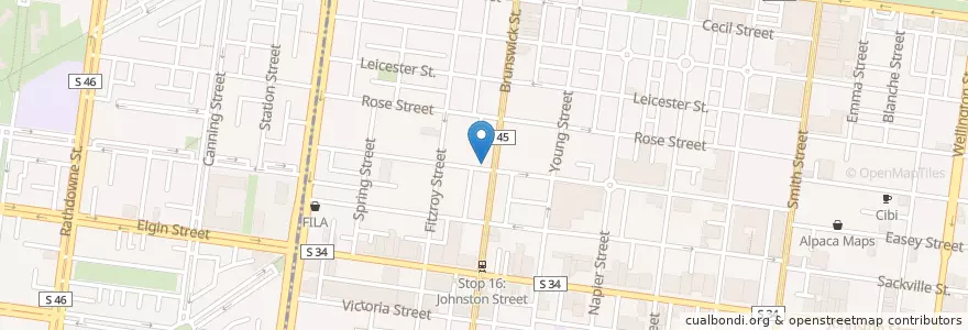 Mapa de ubicacion de The Evelyn Hotel en Austrália, Victoria, City Of Yarra.