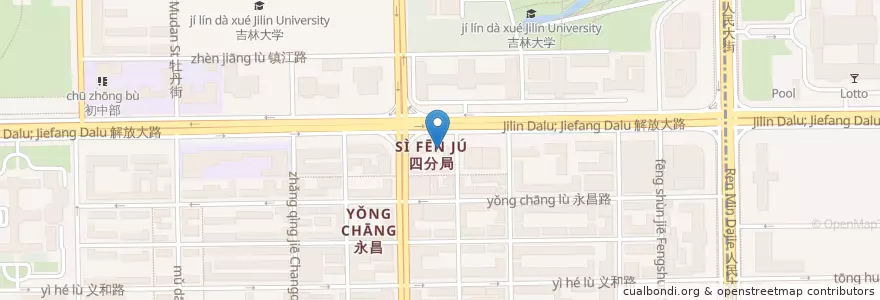 Mapa de ubicacion de 中国农业银行 en 中国, 吉林省, 长春市, 朝阳区, 永昌街道.
