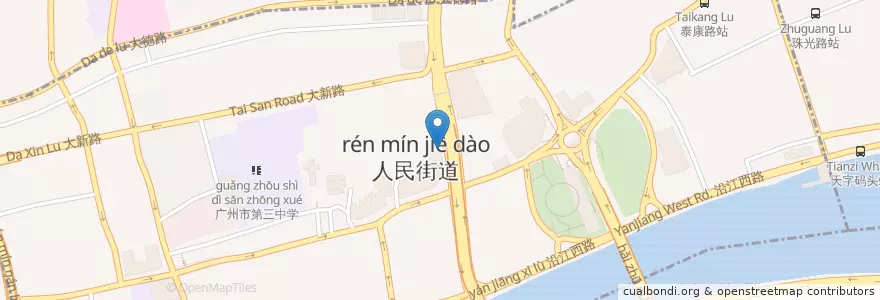 Mapa de ubicacion de 建设银行 en 중국, 광둥성, 광저우시, 越秀区, 人民街道.