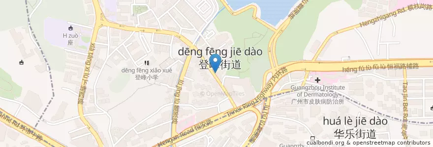 Mapa de ubicacion de 沙河登峰综合市场 en China, Provincia De Cantón, Cantón, 越秀区, 登峰街道.