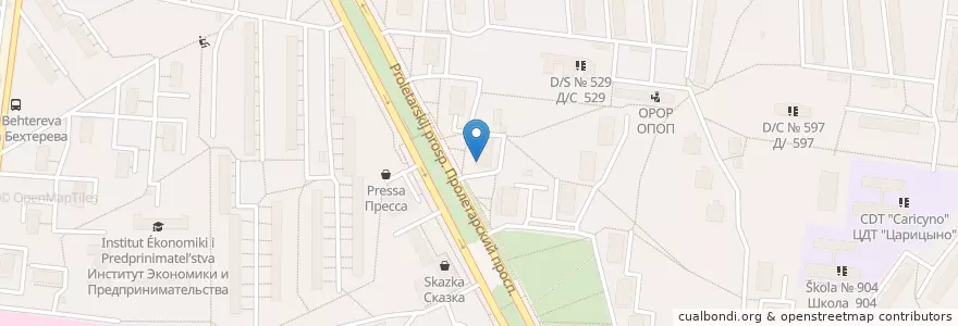 Mapa de ubicacion de Глобэкс банк en روسيا, Центральный Федеральный Округ, Москва, Южный Административный Округ, Район Царицыно.
