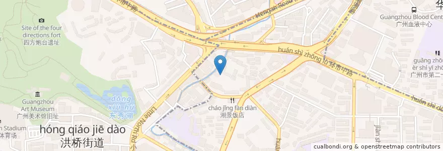 Mapa de ubicacion de 广州市第一幼儿园 en China, Cantão, Cantão, 越秀区, 洪桥街道, 建设街道.